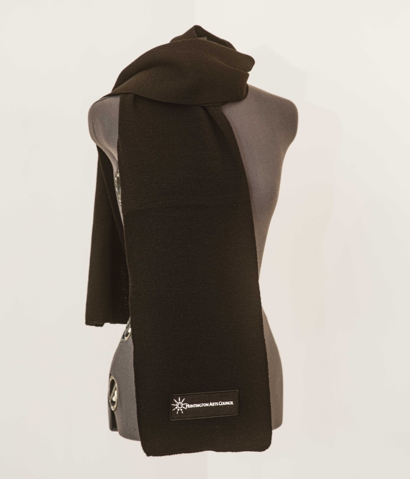 Product Description: Black acrylic scarf with twill patch featuring HAC logo embroidered in white</br> HAC Scarf