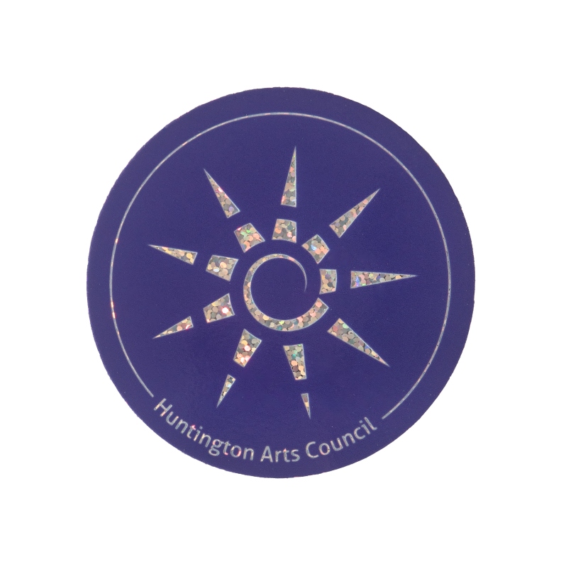 Product Description: 3"x3" round glitter sticker featuring HAC name and sun logo</br> HAC Glitter Sticker